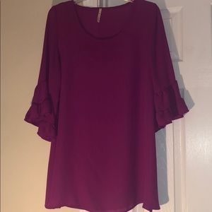 Magenta, Ruffle Sleeved Top ‼️